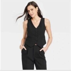 Sincerely Jules Button Front Black Vest Size M
